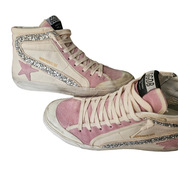 Golden Goose Shoes - Golden Goose Slide Size 38 Nordstrom Private Edition Pink Silver Glitter Canvas